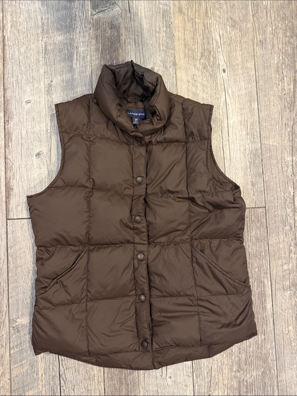 Lands' End Dark Brown Quilted Puffer Vest